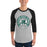 Man wearing Reagan High School Rattlers Unisex 3/4 sleeve Raglan T-shirt 220