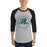 Man wearing Reagan High School Rattlers Unisex 3/4 sleeve Raglan T-shirt 214
