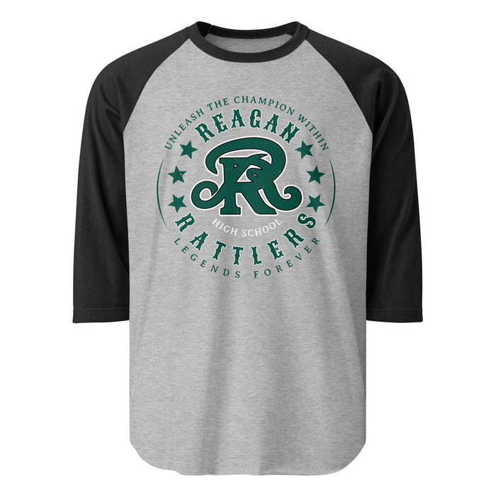 Reagan High School Rattlers Unisex 3/4 sleeve Raglan T-shirt 214