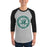 Man wearing Reagan High School Rattlers Unisex 3/4 sleeve Raglan T-shirt 224