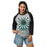 Woman wearing Reagan High School Rattlers Unisex 3/4 sleeve Raglan T-shirt 226