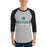 Man wearing Reagan High School Rattlers Unisex 3/4 sleeve Raglan T-shirt 222