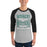 Man wearing Reagan High School Rattlers Unisex 3/4 sleeve Raglan T-shirt 237