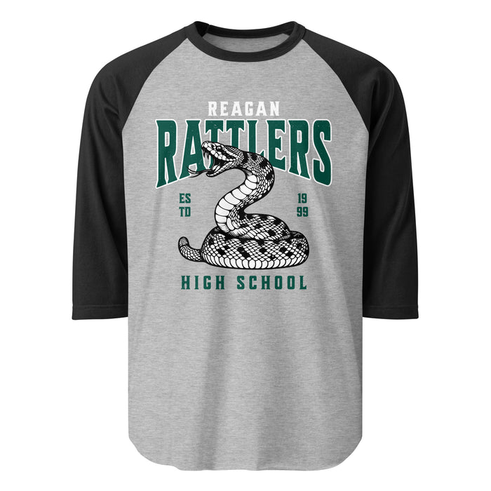Reagan High School Rattlers Unisex 3/4 sleeve Raglan T-shirt 213