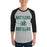 Man wearing Reagan High School Rattlers Unisex 3/4 sleeve Raglan T-shirt 233