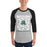 Man wearing Reagan High School Rattlers Unisex 3/4 sleeve Raglan T-shirt 236