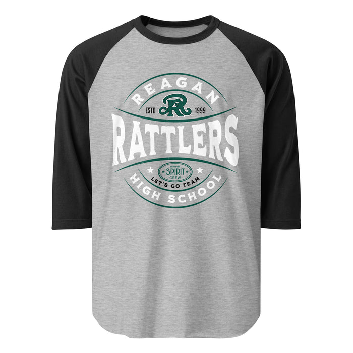 Reagan High School Rattlers Unisex 3/4 sleeve Raglan T-shirt 218