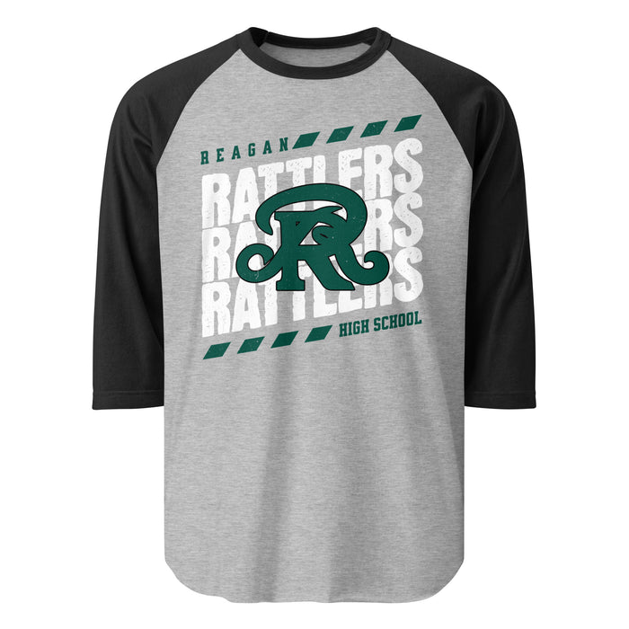 Reagan High School Rattlers Unisex 3/4 sleeve Raglan T-shirt 223