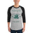 Man wearing Reagan High School Rattlers Unisex 3/4 sleeve Raglan T-shirt 230