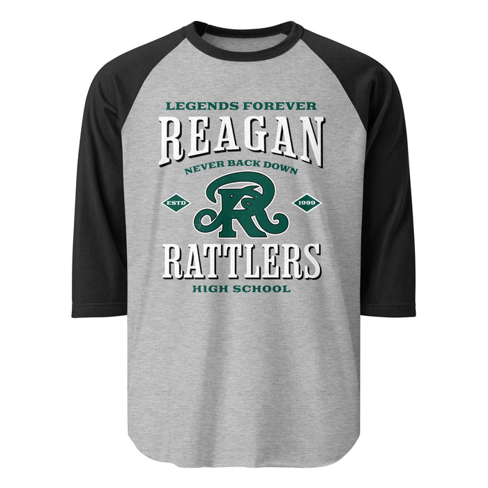 Reagan High School Rattlers Unisex 3/4 sleeve Raglan T-shirt 230