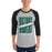 Man wearing Reagan High School Rattlers Unisex 3/4 sleeve Raglan T-shirt 241