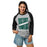 Woman wearing Reagan High School Rattlers Unisex 3/4 sleeve Raglan T-shirt 241