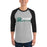 Man wearing Reagan High School Rattlers Unisex 3/4 sleeve Raglan T-shirt 200
