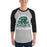 Man wearing Reagan High School Rattlers Unisex 3/4 sleeve Raglan T-shirt 208