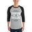 Man wearing Reagan High School Rattlers Unisex 3/4 sleeve Raglan T-shirt 210