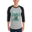 Man wearing Reagan High School Rattlers Unisex 3/4 sleeve Raglan T-shirt 001