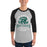 Man wearing Reagan High School Rattlers Unisex 3/4 sleeve Raglan T-shirt 206