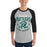 Man wearing Reagan High School Rattlers Unisex 3/4 sleeve Raglan T-shirt 204