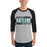 Man wearing Reagan High School Rattlers Unisex 3/4 sleeve Raglan T-shirt 098