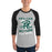 Man wearing Reagan High School Rattlers Unisex 3/4 sleeve Raglan T-shirt 205