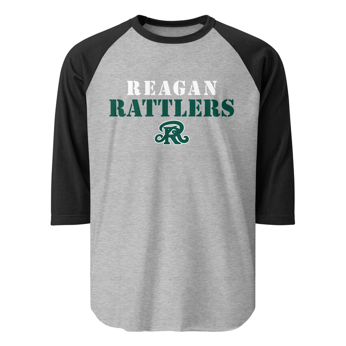 Reagan High School Rattlers Unisex 3/4 sleeve Raglan T-shirt 017
