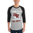 Man wearing Round Rock High School Dragons Unisex 3/4 sleeve Raglan T-shirt 205