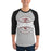 Man wearing Round Rock High School Dragons Unisex 3/4 sleeve Raglan T-shirt 218