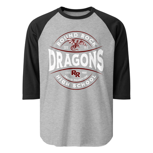 Round Rock High School Dragons Unisex 3/4 sleeve Raglan T-shirt 218
