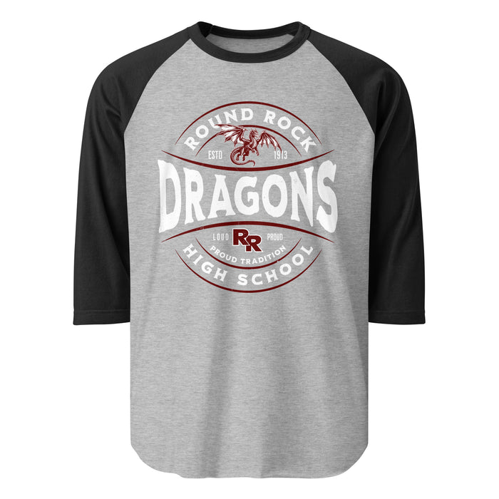 Round Rock High School Dragons Unisex 3/4 sleeve Raglan T-shirt 218