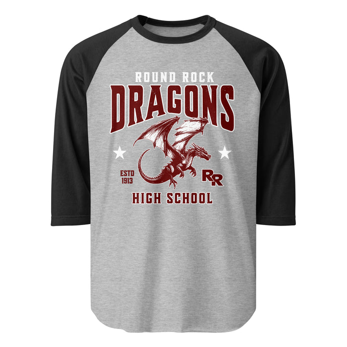 Round Rock High School Dragons Unisex 3/4 sleeve Raglan T-shirt 213