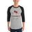 Man wearing Round Rock High School Dragons Unisex 3/4 sleeve Raglan T-shirt 217