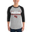 Man wearing Round Rock High School Dragons Unisex 3/4 sleeve Raglan T-shirt 049