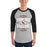 Man wearing Round Rock High School Dragons Unisex 3/4 sleeve Raglan T-shirt 210