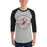 Man wearing Round Rock High School Dragons Unisex 3/4 sleeve Raglan T-shirt 201