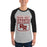 Man wearing Round Rock High School Dragons Unisex 3/4 sleeve Raglan T-shirt 001