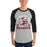 Man wearing Round Rock High School Dragons Unisex 3/4 sleeve Raglan T-shirt 208