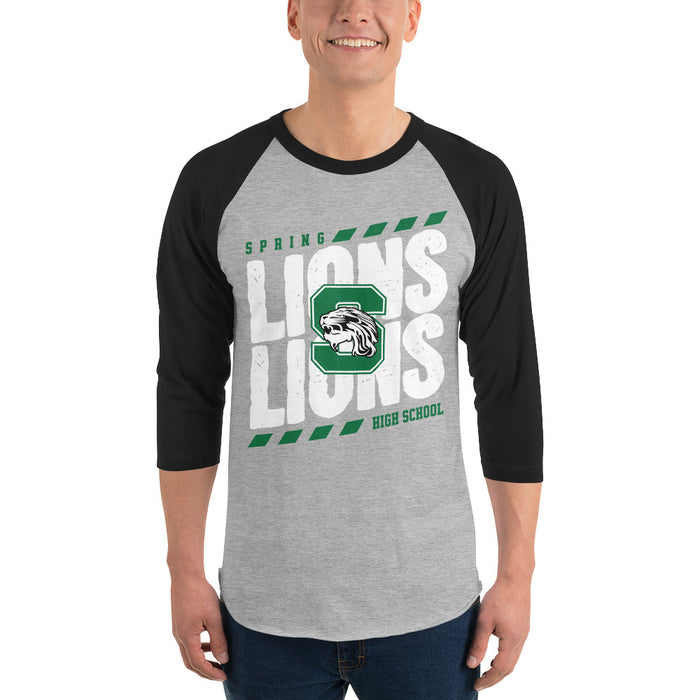 Man wearing Spring High School Lions Unisex 3/4 Sleeve Raglan T-shirt 223