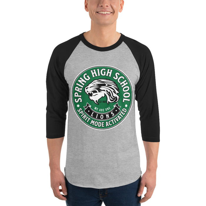 Man wearing Spring High School Lions Unisex 3/4 Sleeve Raglan T-shirt 215A
