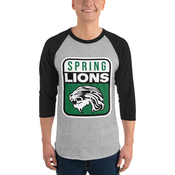 Man wearing Spring High School Lions Unisex 3/4 Sleeve Raglan T-shirt 001A