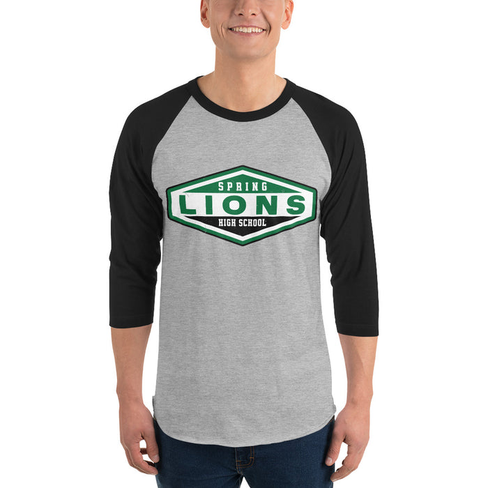 Man wearing Spring High School Lions Unisex 3/4 Sleeve Raglan T-shirt 009A