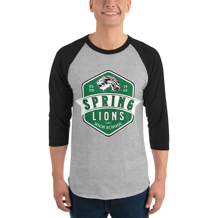Man wearing Spring High School Lions Unisex 3/4 Sleeve Raglan T-shirt 209A