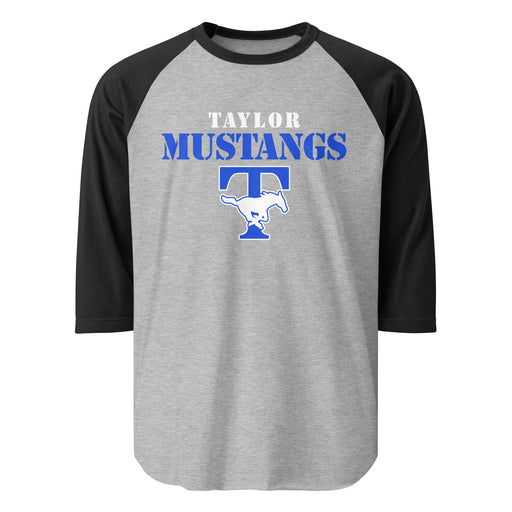 Taylor High School Mustangs Unisex 3/4 sleeve Raglan T-shirt 017