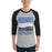 Man wearing Taylor High School Mustangs Unisex 3/4 sleeve Raglan T-shirt 227