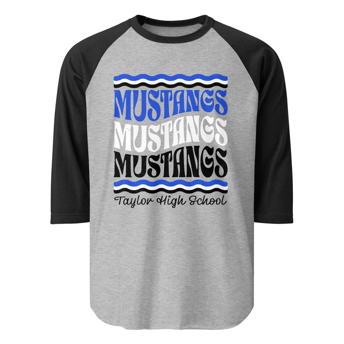 Taylor High School Mustangs Unisex 3/4 sleeve Raglan T-shirt 227