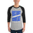 Man wearing Taylor High School Mustangs Unisex 3/4 sleeve Raglan T-shirt 241
