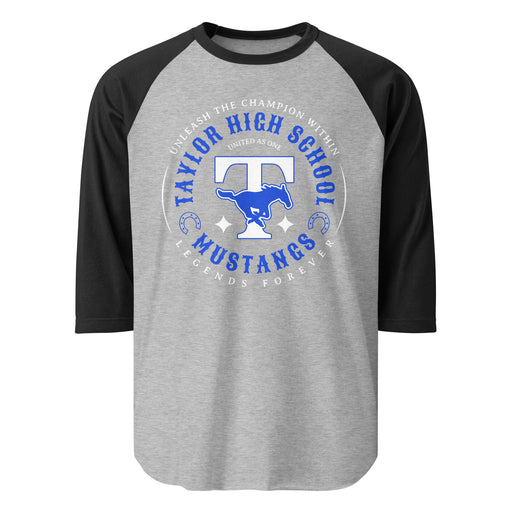 Taylor High School Mustangs Unisex 3/4 sleeve Raglan T-shirt 214