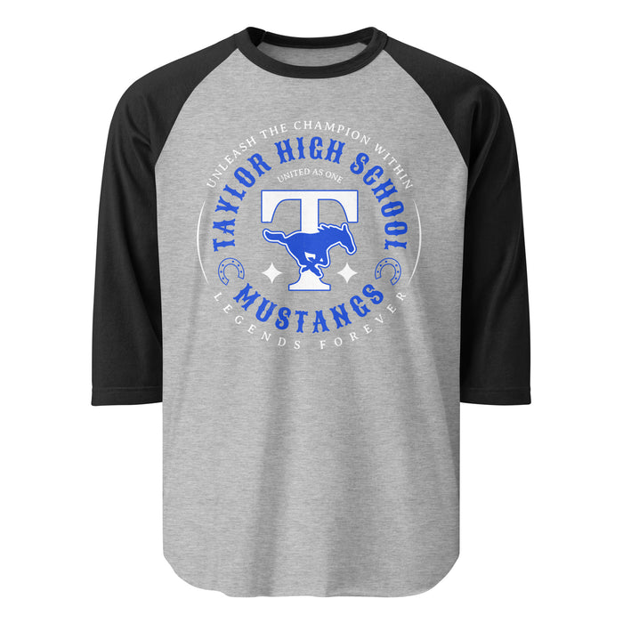 Taylor High School Mustangs Unisex 3/4 sleeve Raglan T-shirt 214