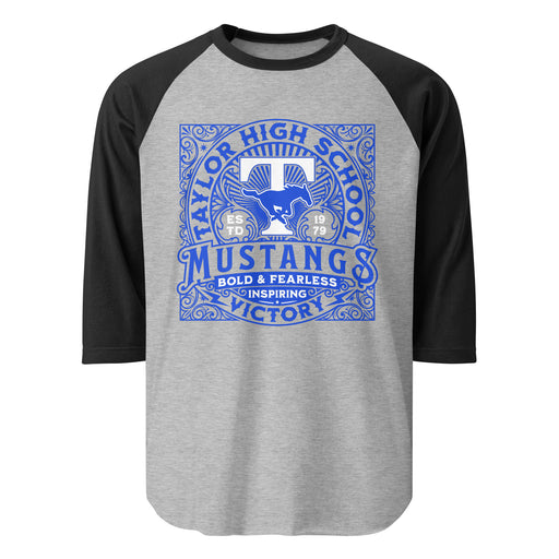 Taylor High School Mustangs Unisex 3/4 sleeve Raglan T-shirt 206