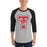 Man wearing Tomball High School Cougars Unisex 3/4 sleeve Raglan T-shirt 200