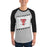 Man wearing Tomball High School Cougars Unisex 3/4 sleeve Raglan T-shirt 223